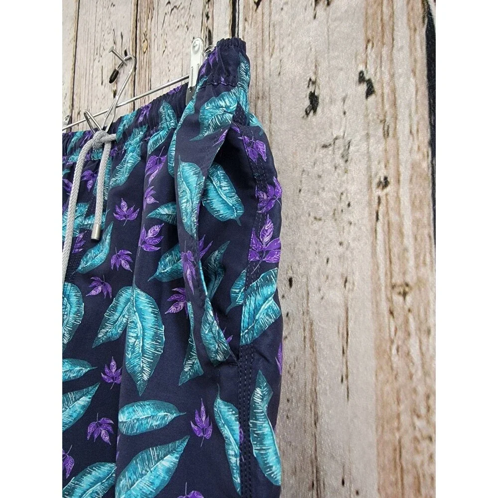 BLUEMINT Men's Large(?) Light Fabric Swim Shorts Blue Feather Print Trunks EUC‎